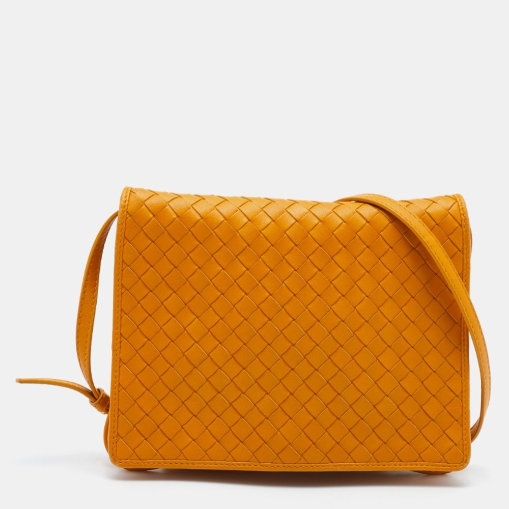 Bottega Veneta Mustard Woven Shoulder Bag